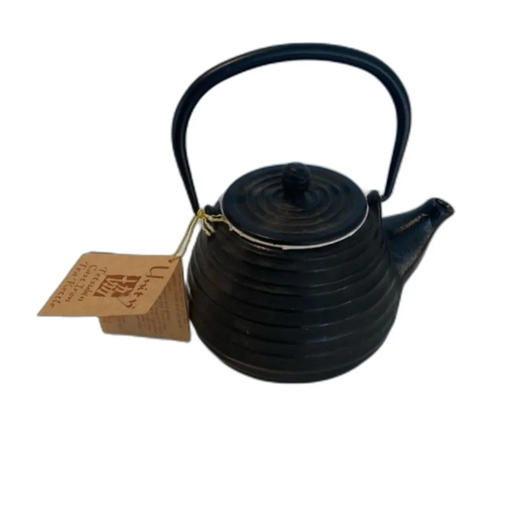 VTG Japan Iron Unity Tetsubin Cast Iron Tea Kettle Signed w/ Tags Handle